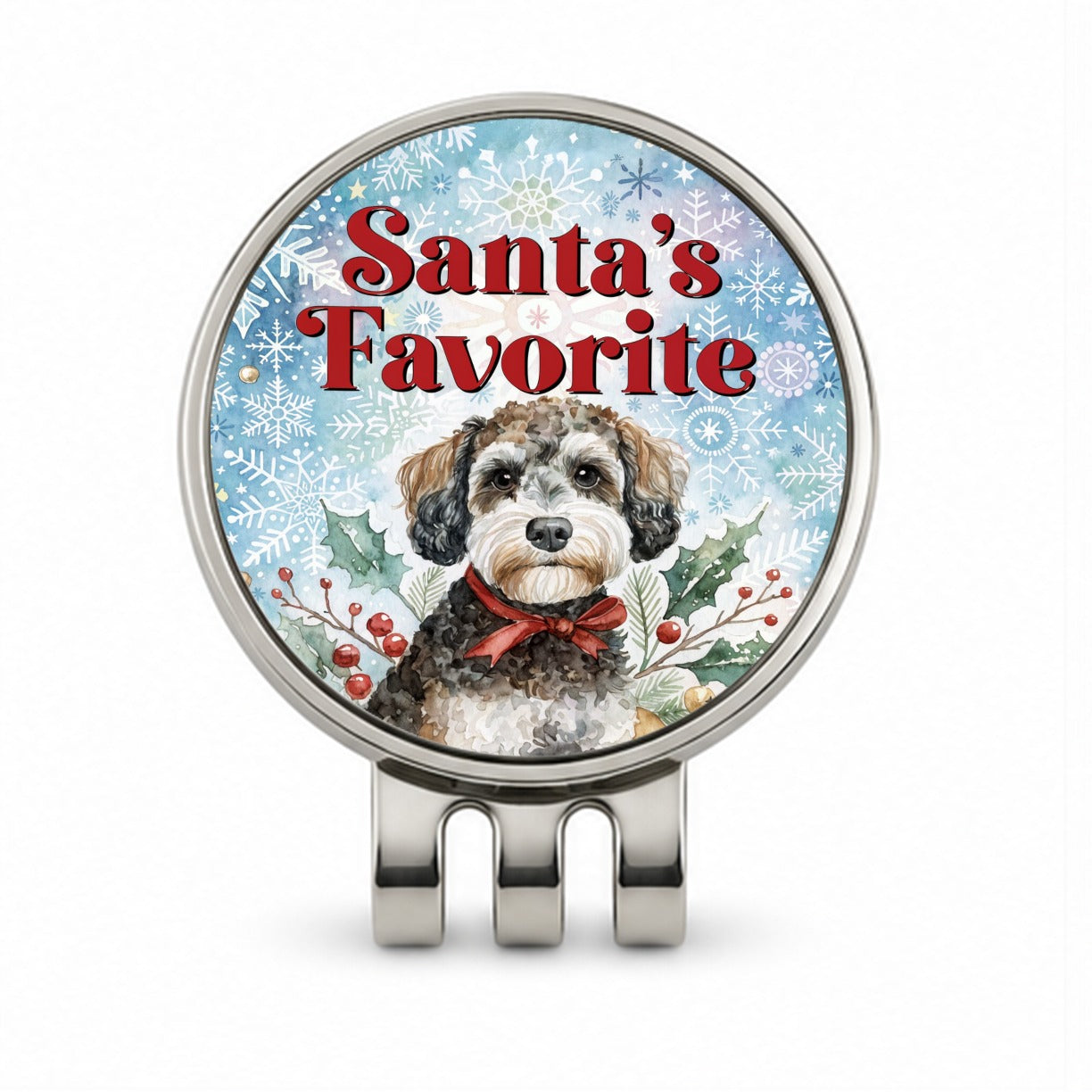 Schnoodle Dog Christmas Santa's Favorite Golf Hat Clip with Ball Marker