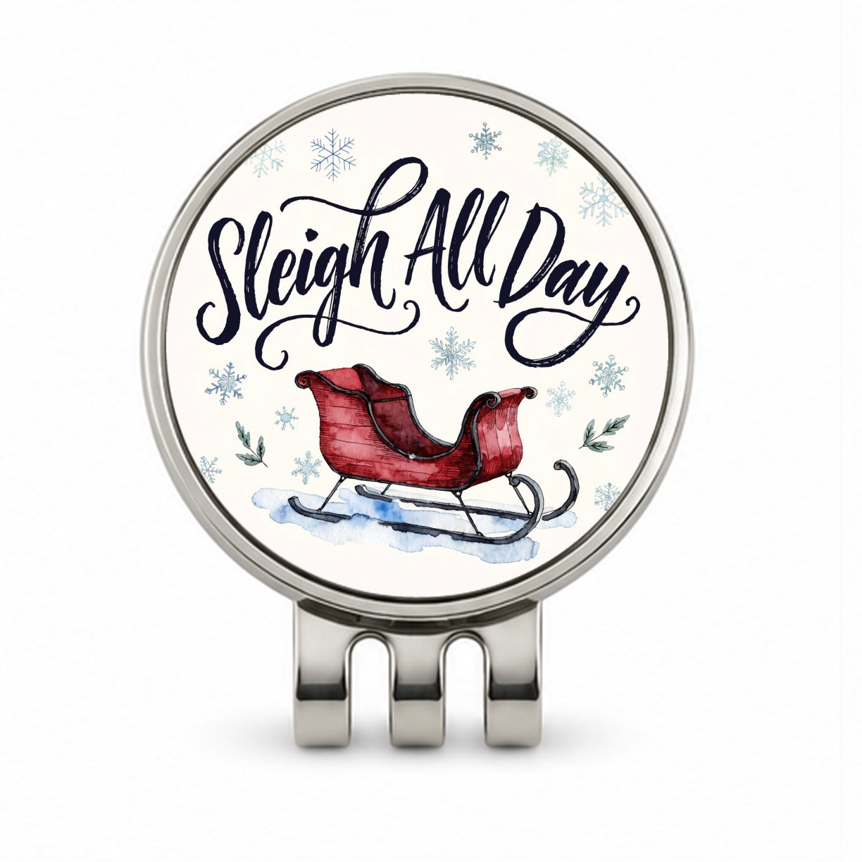 Sleigh All Day Christmas Funny Golf Hat Clip with Ball Marker