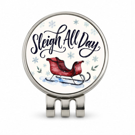 Sleigh All Day Christmas Funny Golf Hat Clip with Ball Marker