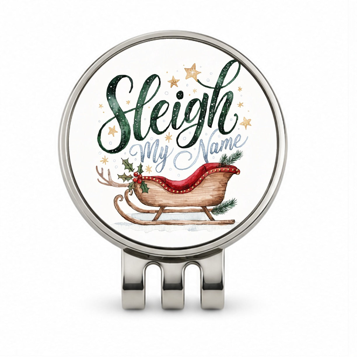 Sleigh Say My Name Christmas Funny Golf Hat Clip with Ball Marker