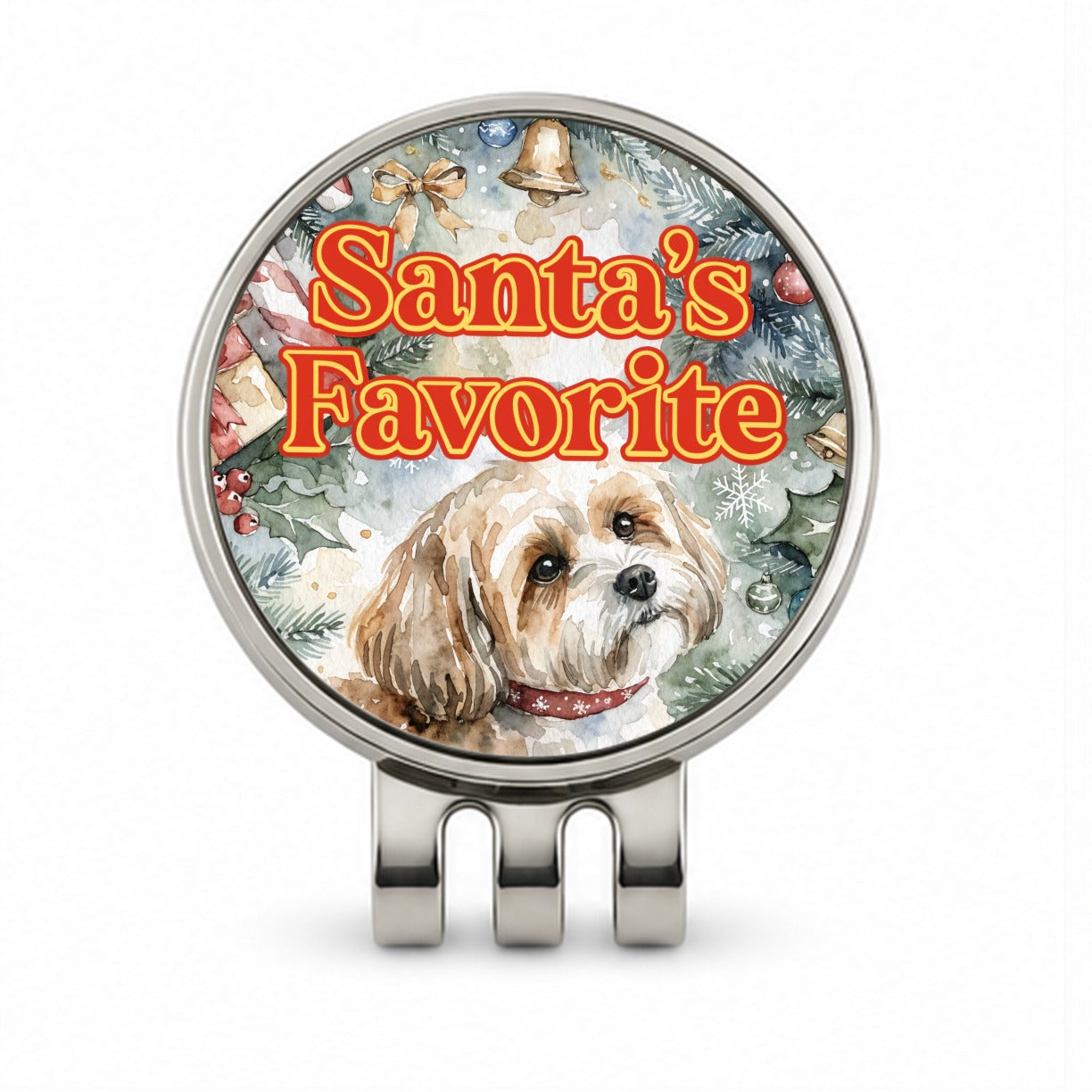 Yorkipoo Dog Christmas Santa's Favorite Golf Hat Clip with Ball Marker
