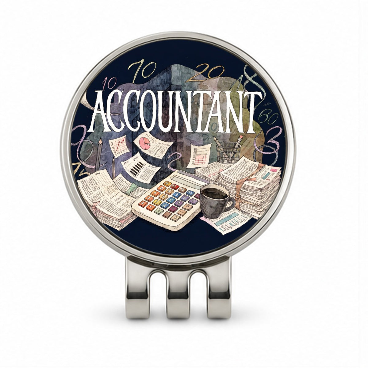 Accountant Accounting Bookkeeping Numbers Golf Hat Clip with Ball Marker