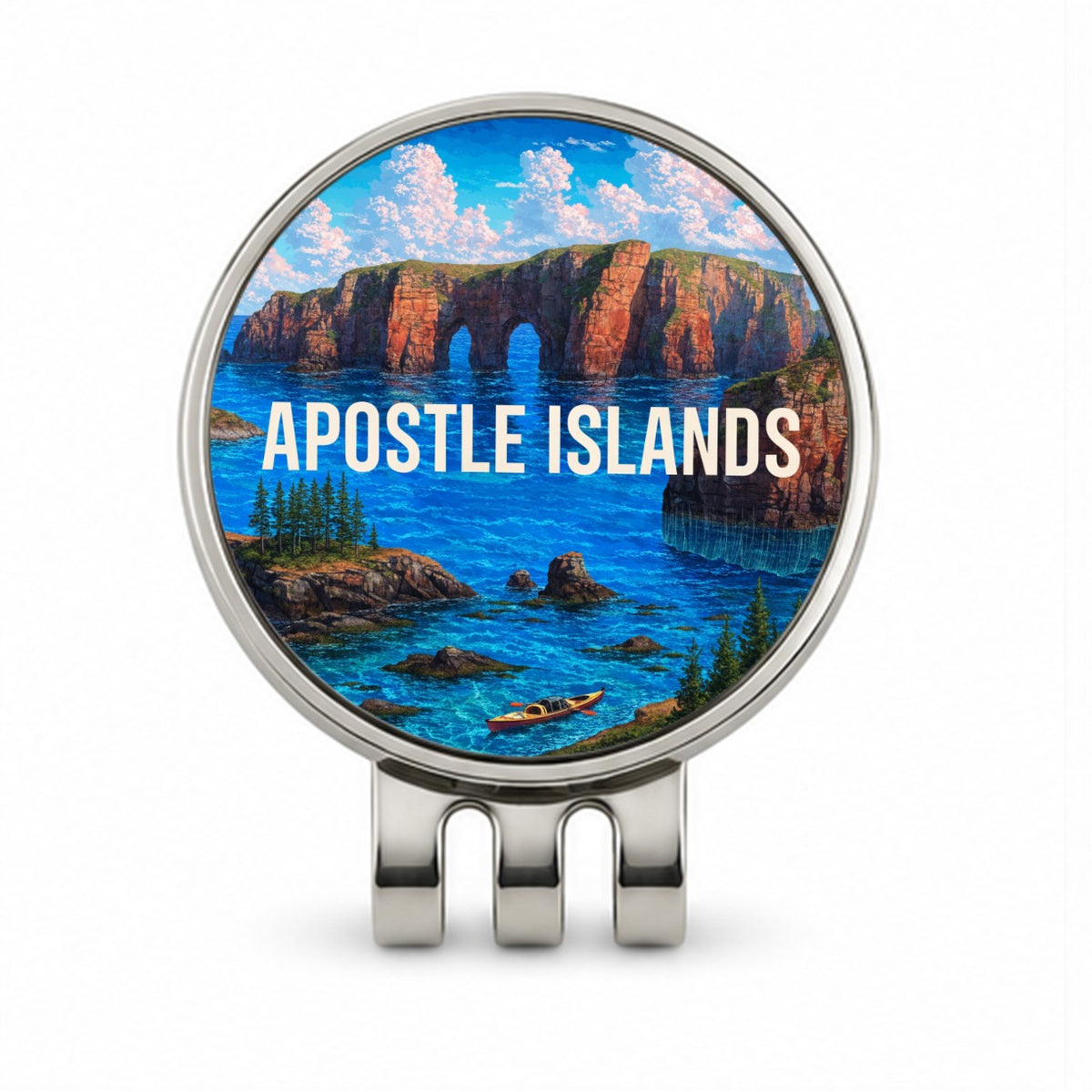 Apostle Islands Wisconsin Travel Golf Hat Clip with Ball Marker