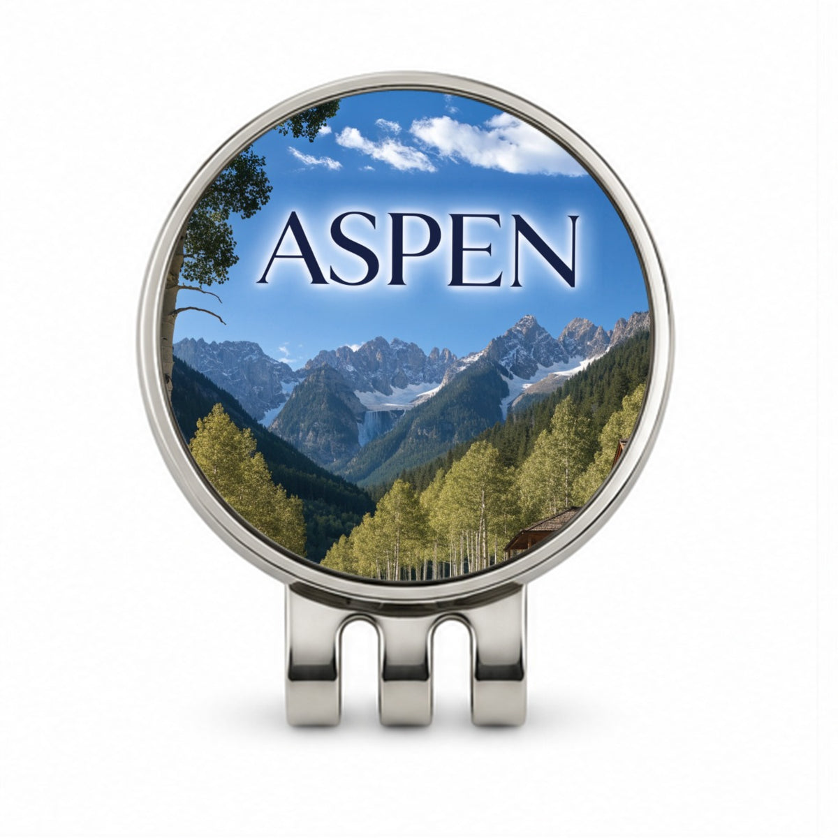 Aspen Colorado Mountains Travel Golf Hat Clip with Ball Marker