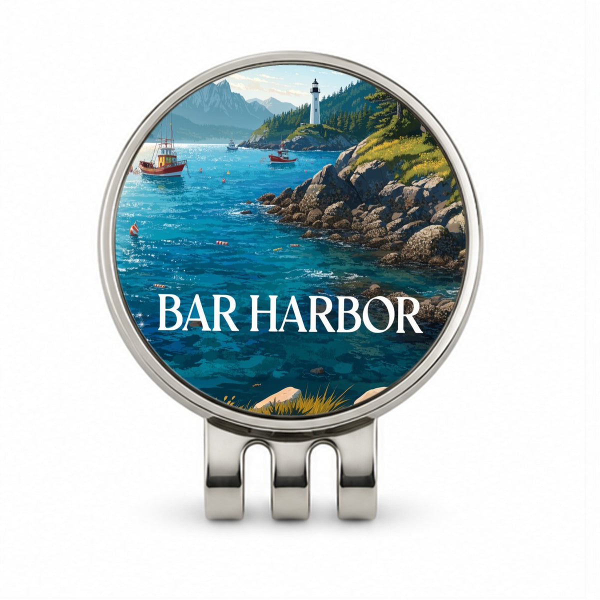 Bar Harbor Maine Travel Golf Hat Clip with Ball Marker