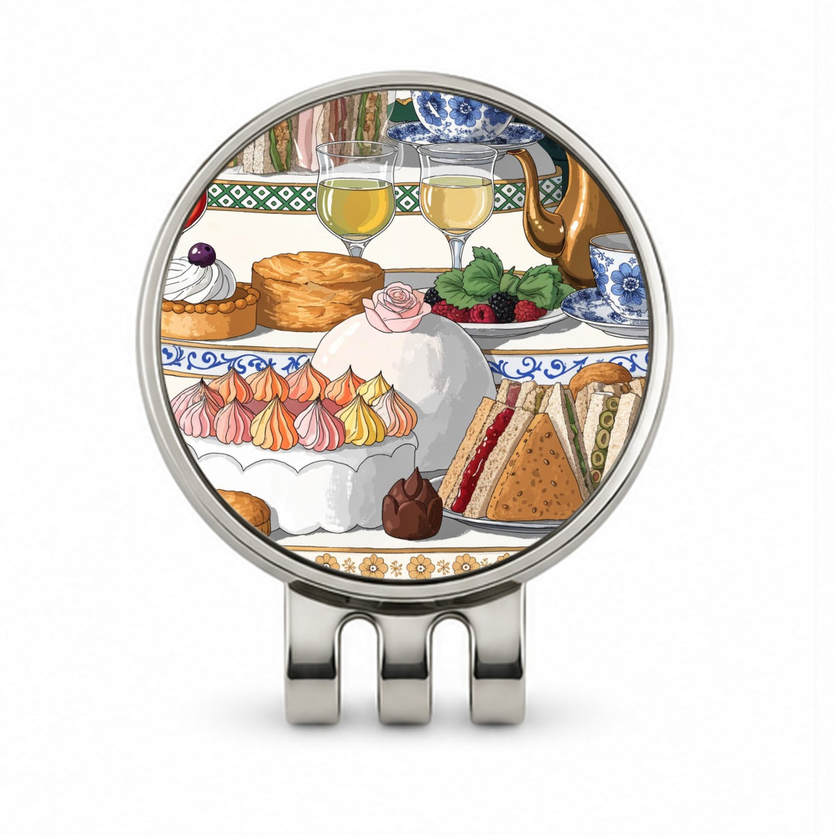 Beautiful Afternoon High Tea Golf Hat Clip with Ball Marker