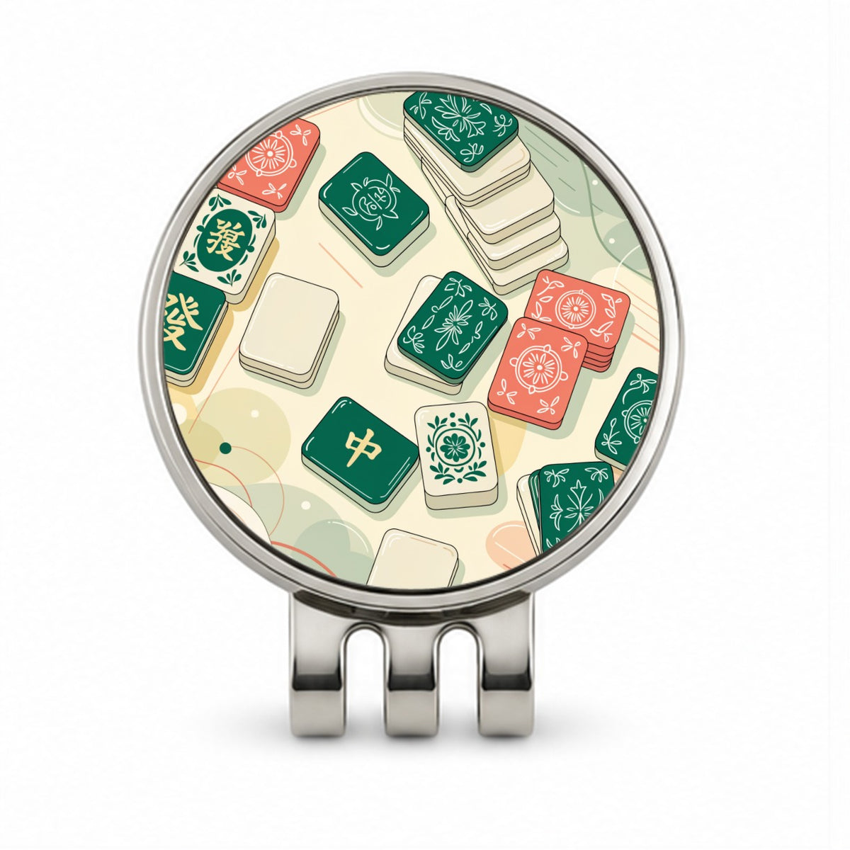 Beautiful Mahjong Tiles Golf Hat Clip with Ball Marker