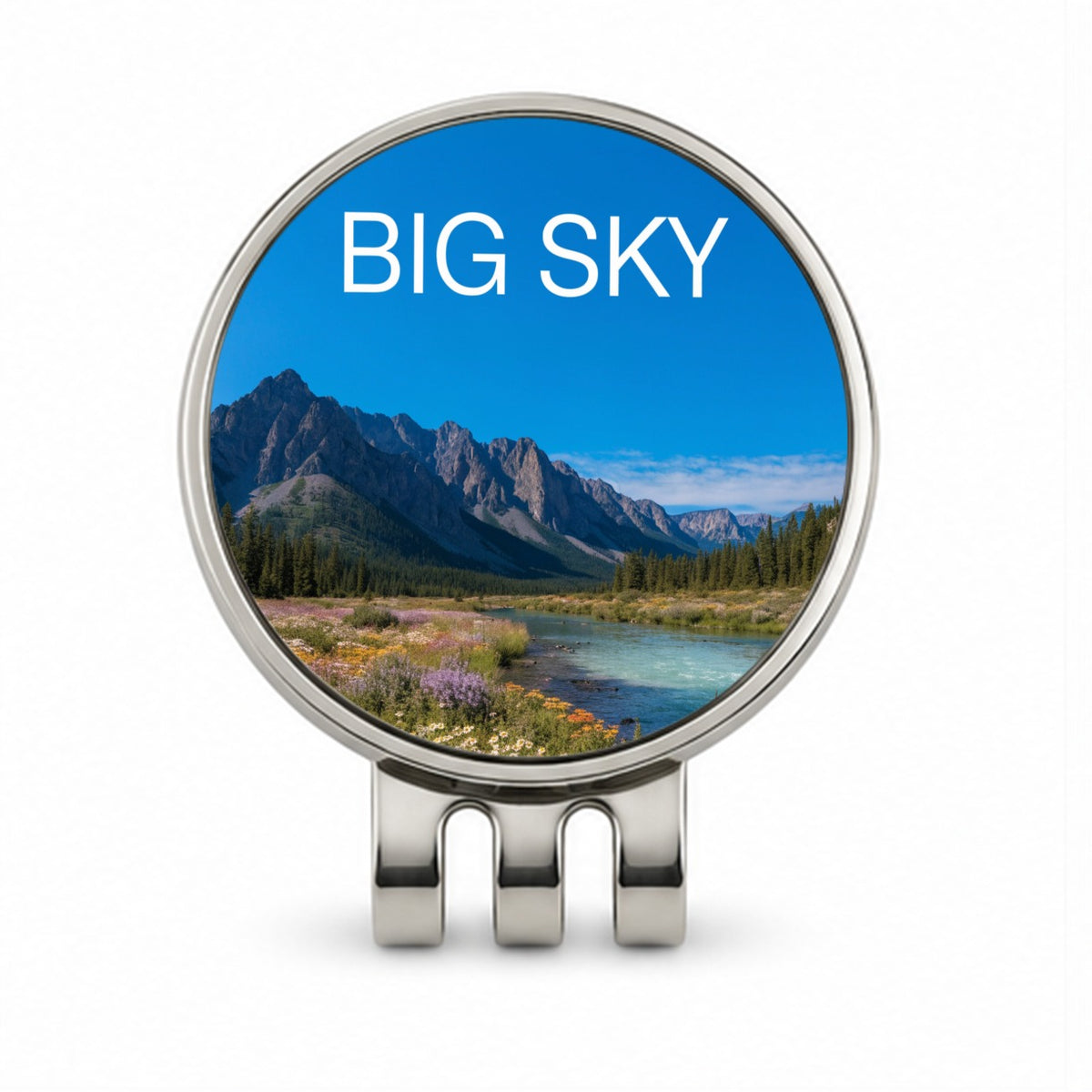 Big Sky Montana Travel Golf Hat Clip with Ball Marker
