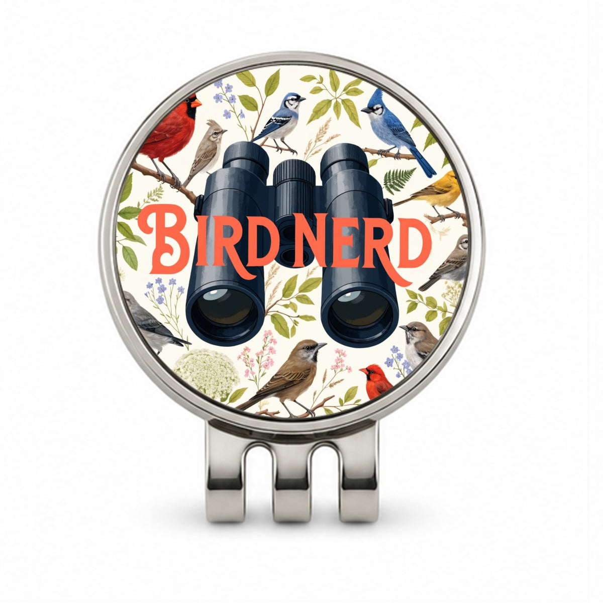Bird Nerd Binoculars Birdwatching Golf Hat Clip with Ball Marker