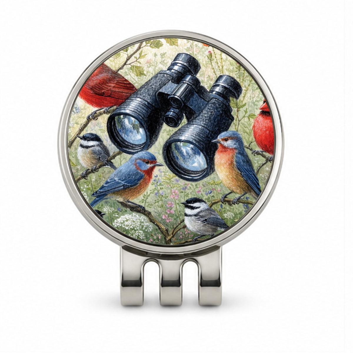 Birdwatching Binoculars Birds Golf Hat Clip with Ball Marker