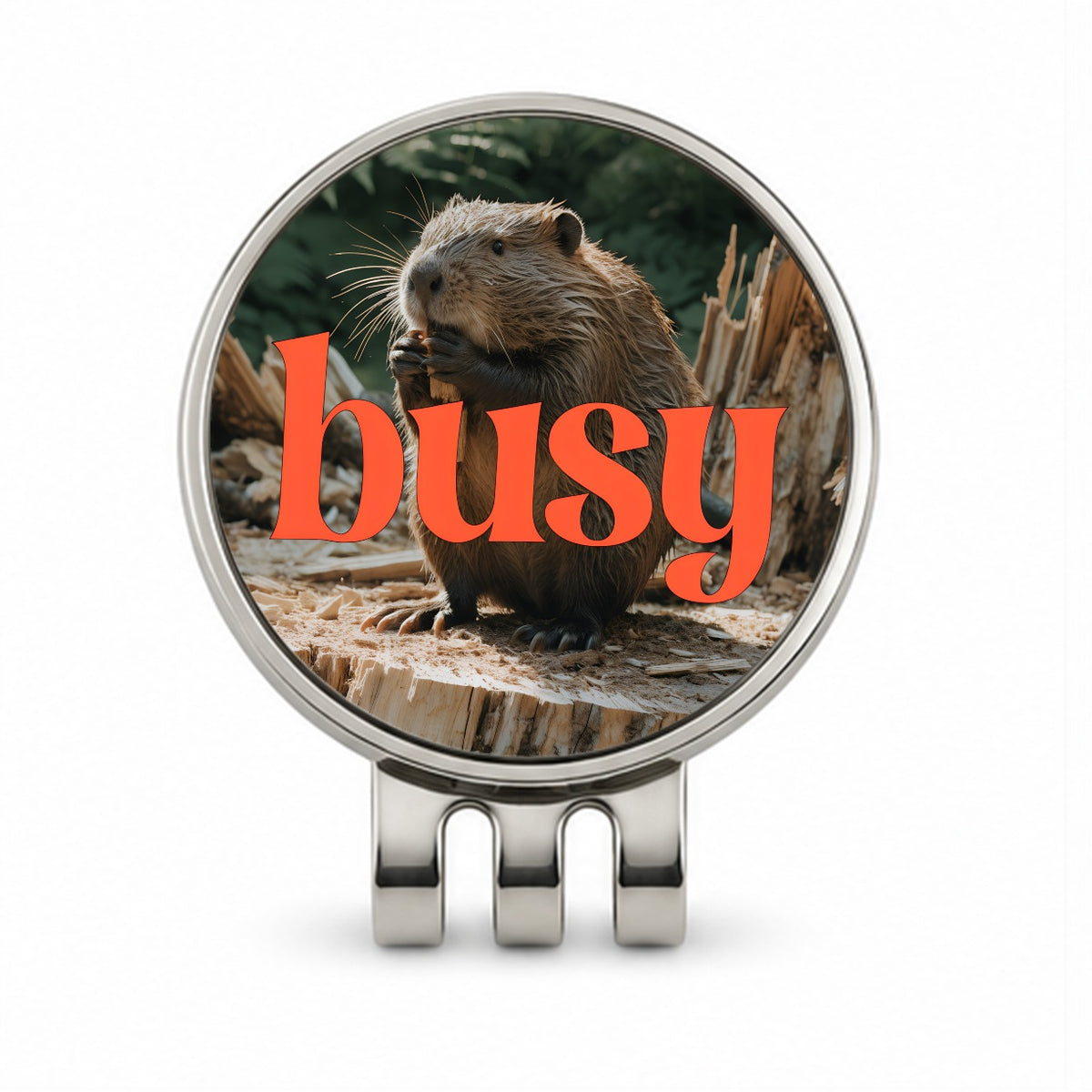 Busy Beaver Funny Golf Hat Clip with Ball Marker