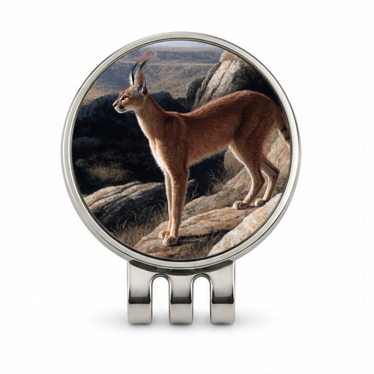 Caracal Wild Cat Golf Hat Clip with Ball Marker