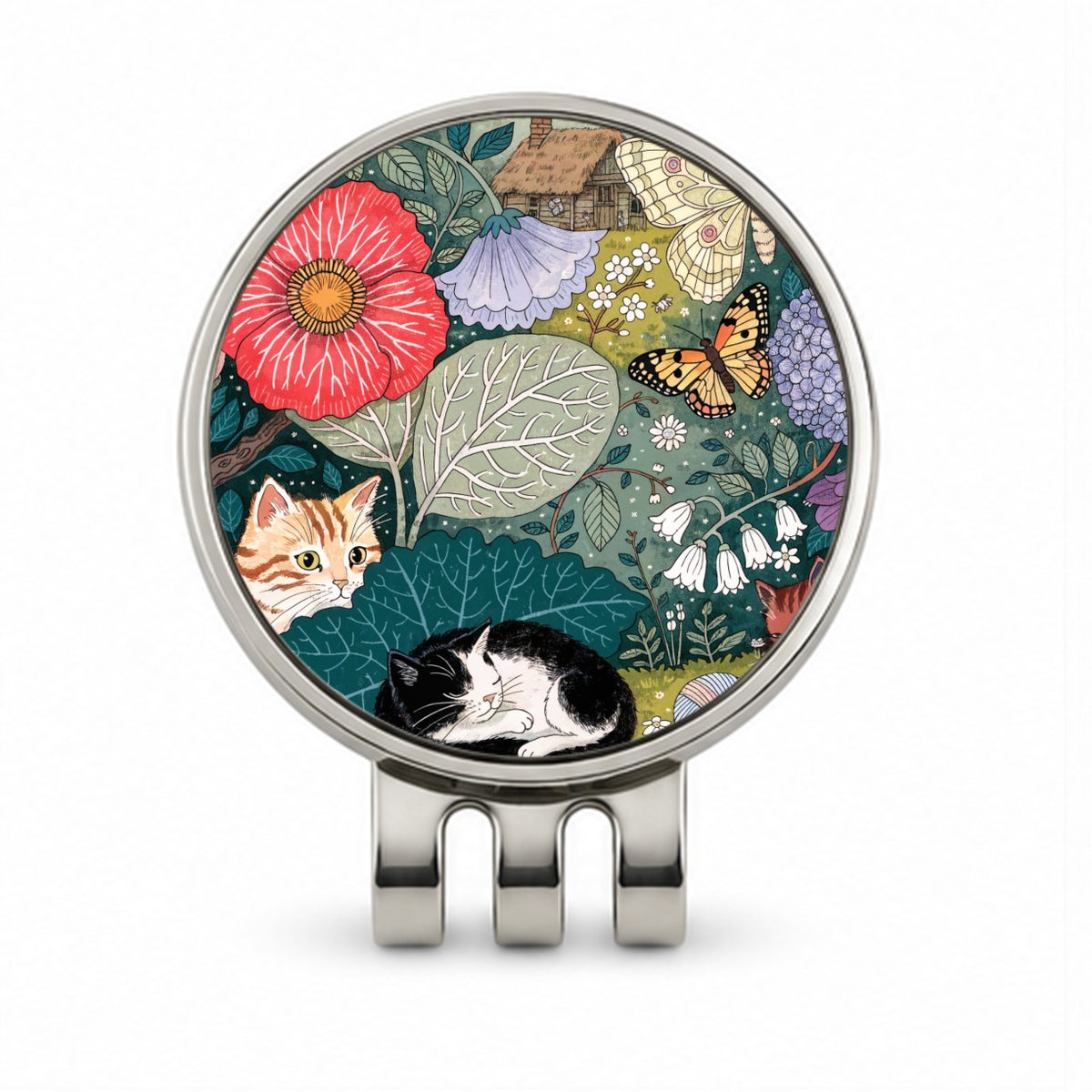 Cats In Garden Golf Hat Clip with Ball Marker