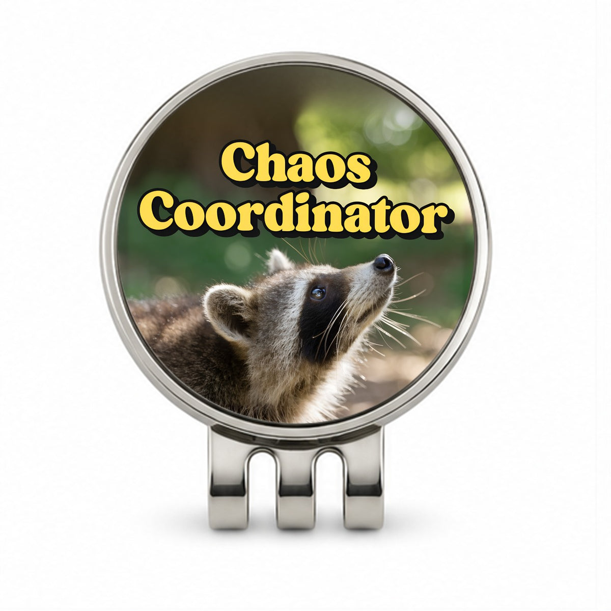 Chaos Coordinator Raccoon Funny Golf Hat Clip with Ball Marker