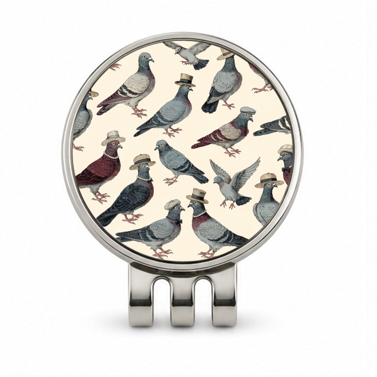 Charming Pigeons Wearing Hat Golf Hat Clip with Ball Marker