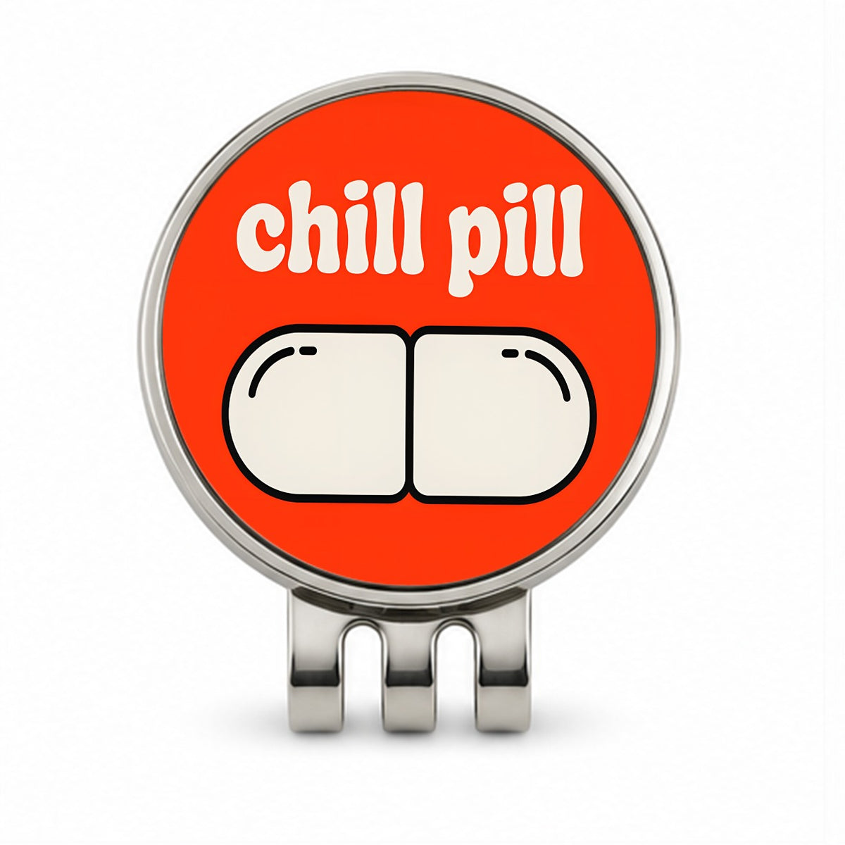 Chill Pill Funny Golf Hat Clip with Ball Marker