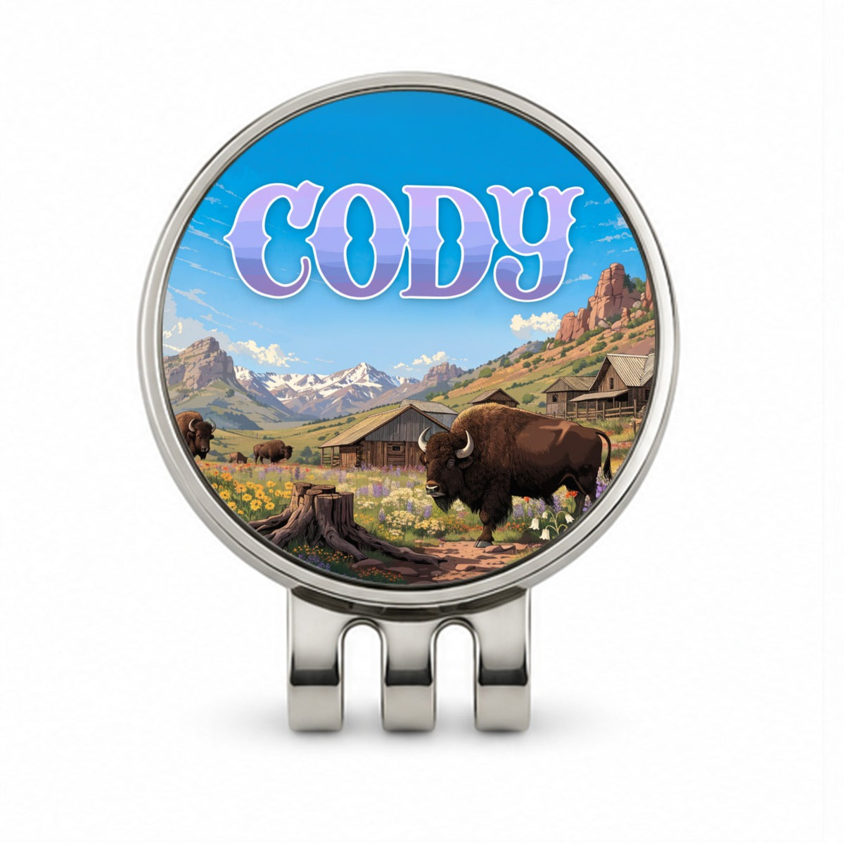 Cody Wyoming Travel Golf Hat Clip with Ball Marker