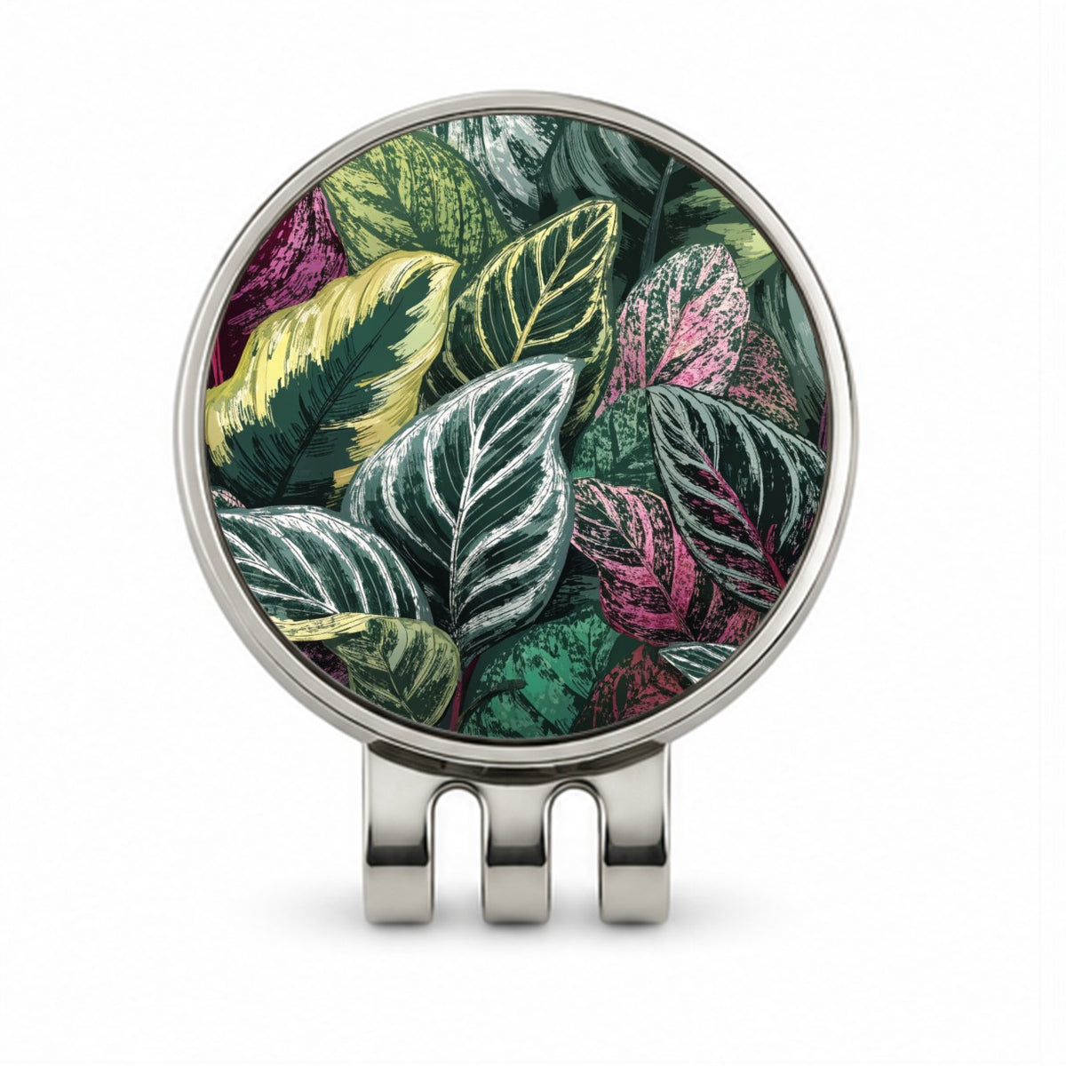 Colorful Calathea Leaves Golf Hat Clip with Ball Marker