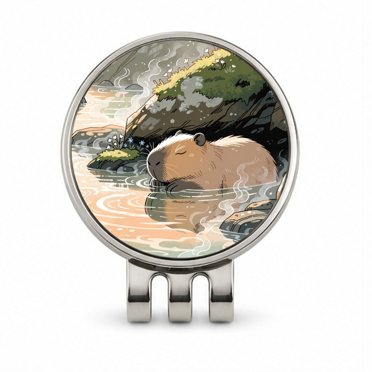 Cute Capybara Relaxing Golf Hat Clip with Ball Marker