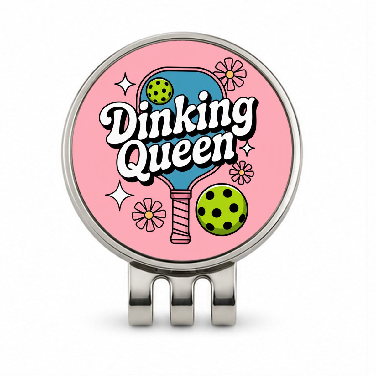 Dinking Queen Pickleball Golf Hat Clip with Ball Marker