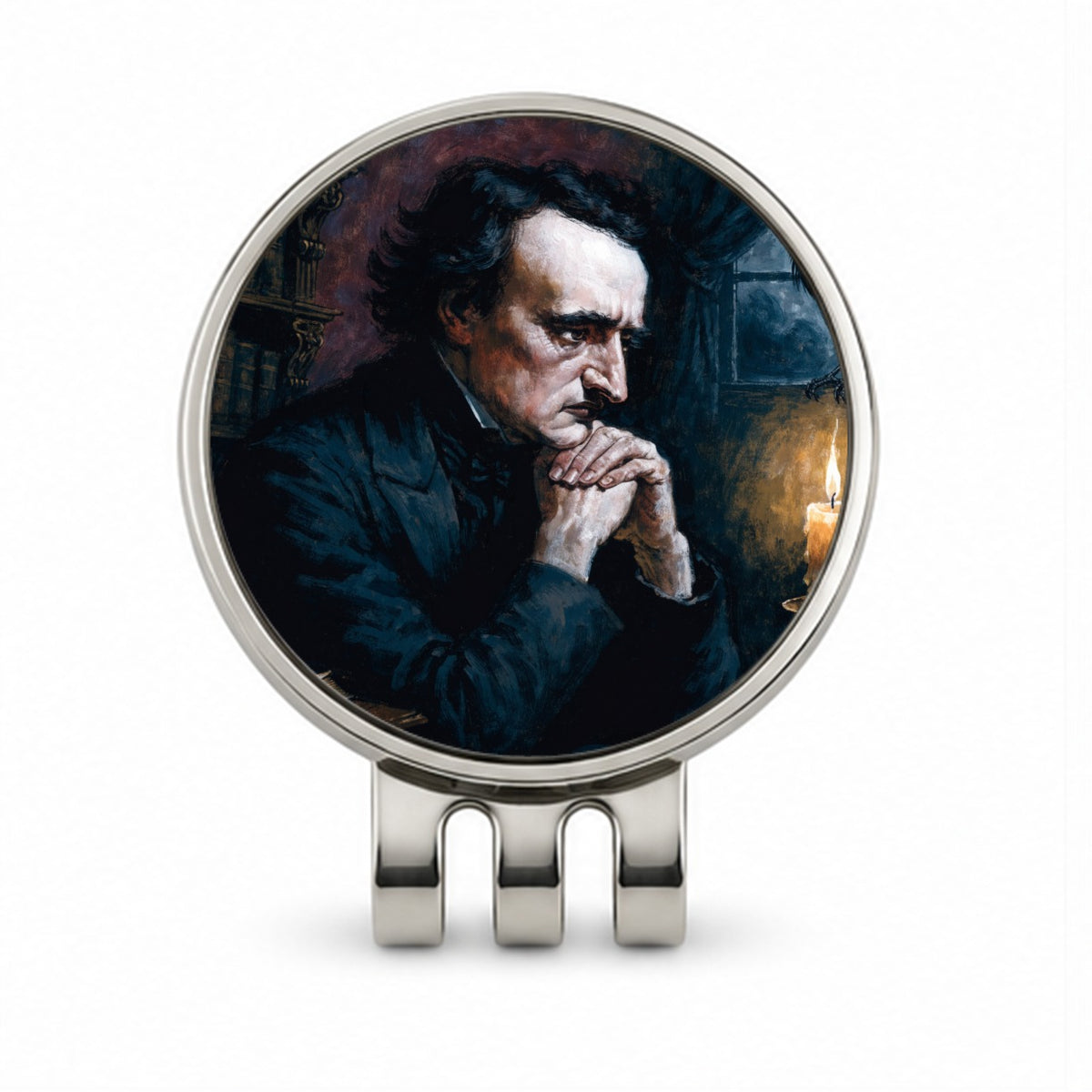 Edgar Allan Poe Author Golf Hat Clip with Ball Marker