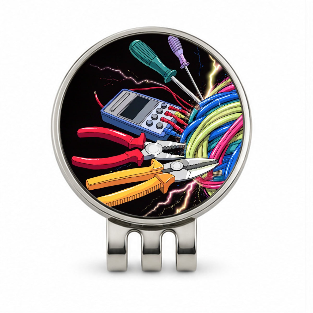 Electrician Tools Lightning Golf Hat Clip with Ball Marker