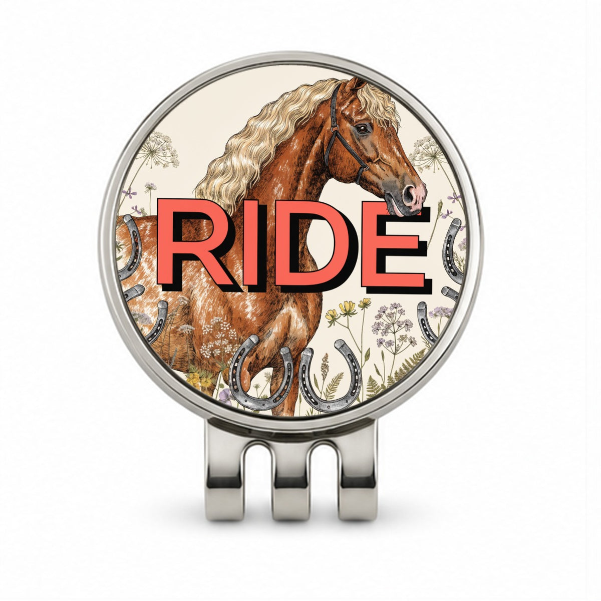 Equestrian Horse Riding Golf Hat Clip with Ball Marker