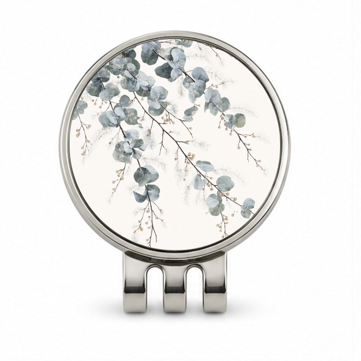 Eucalyptus Botanical Branches Golf Hat Clip with Ball Marker