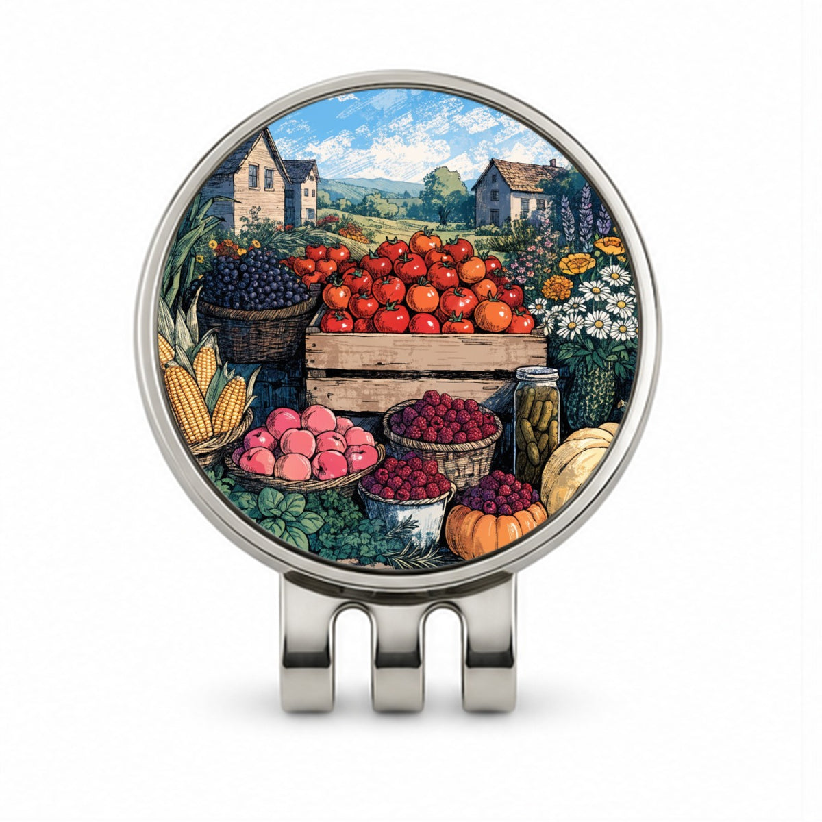 Farm Stand Garden Harvest Golf Hat Clip with Ball Marker