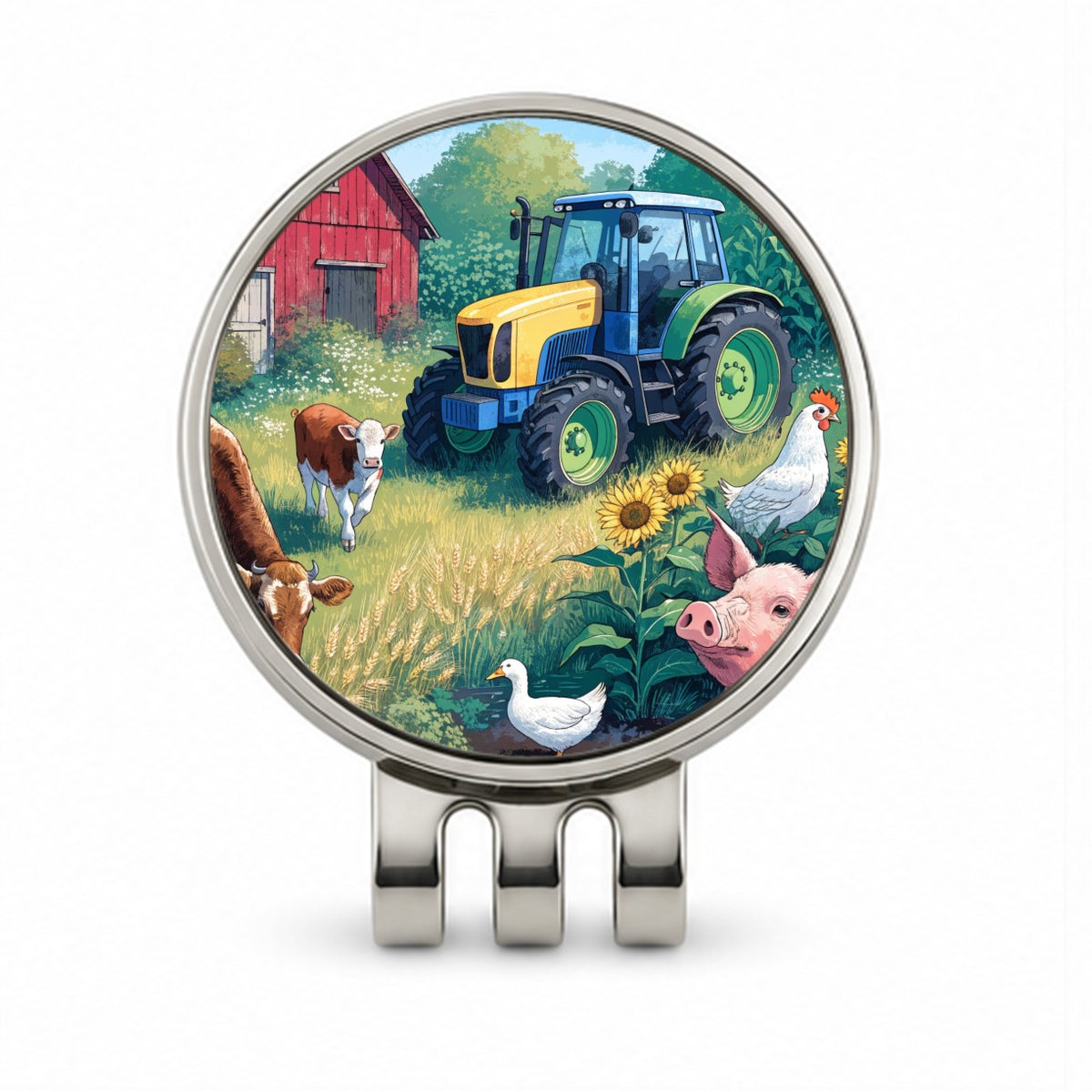 Farmer Tractor Farm Golf Hat Clip with Ball Marker
