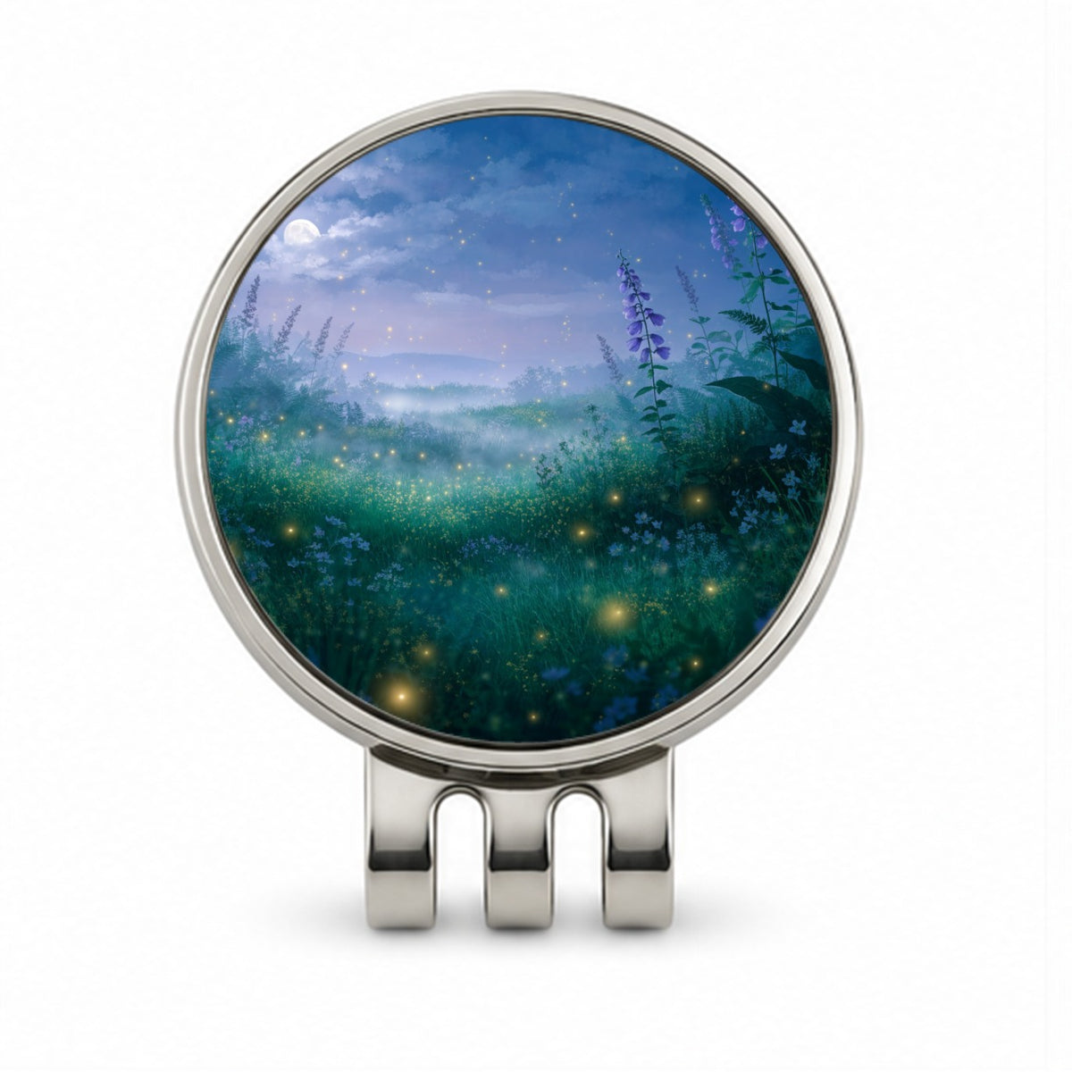 Fireflies Moonlit Wildflower Meadow Golf Hat Clip with Ball Marker