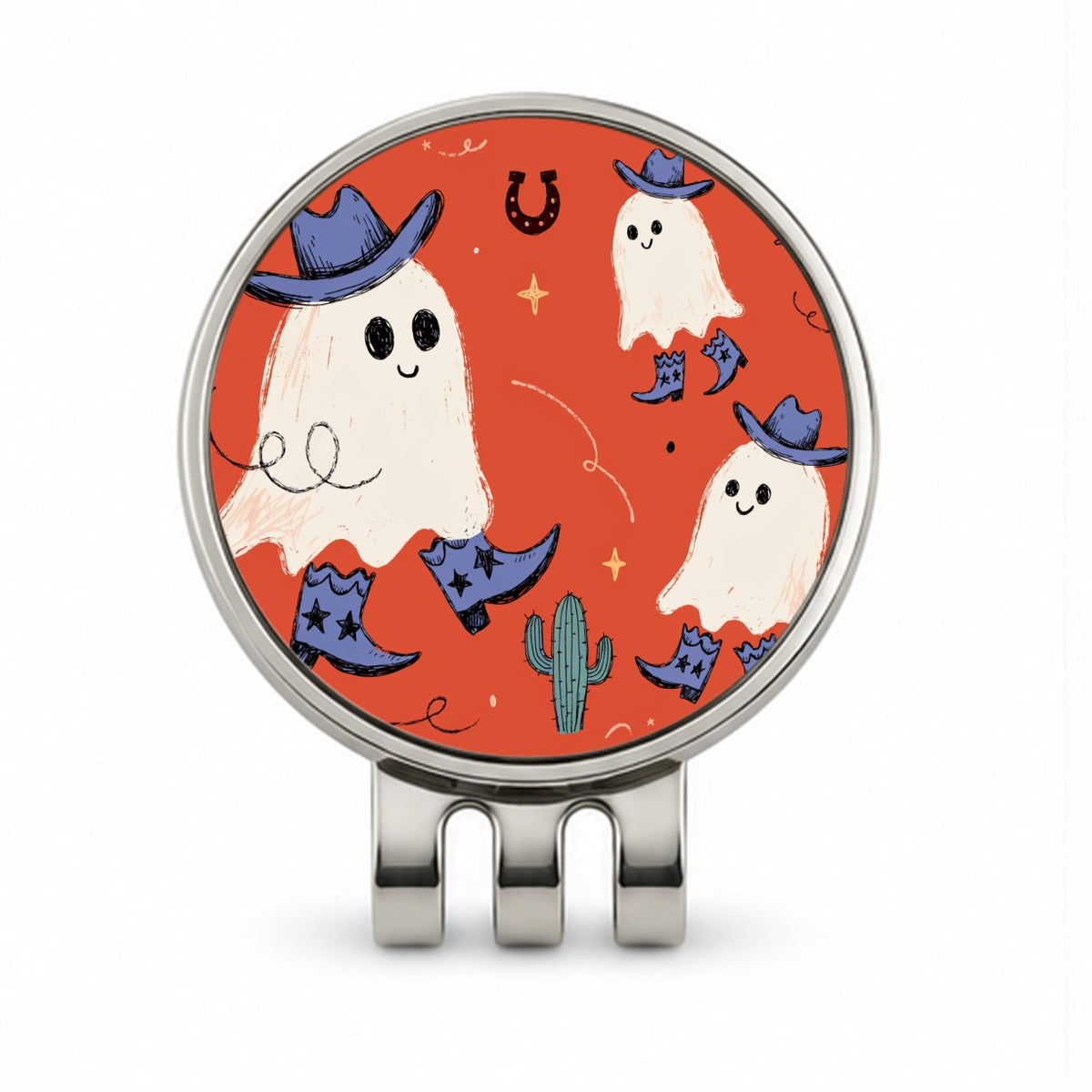 Friendly Ghosts Cowboys Halloween Golf Hat Clip with Ball Marker