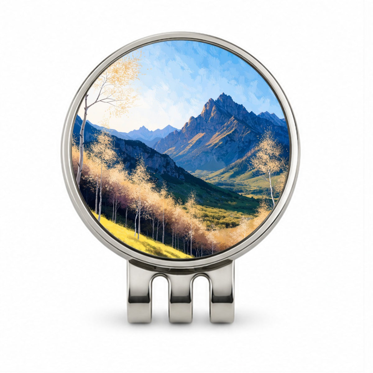 Golden Aspen Mountain Forest Golf Hat Clip with Ball Marker