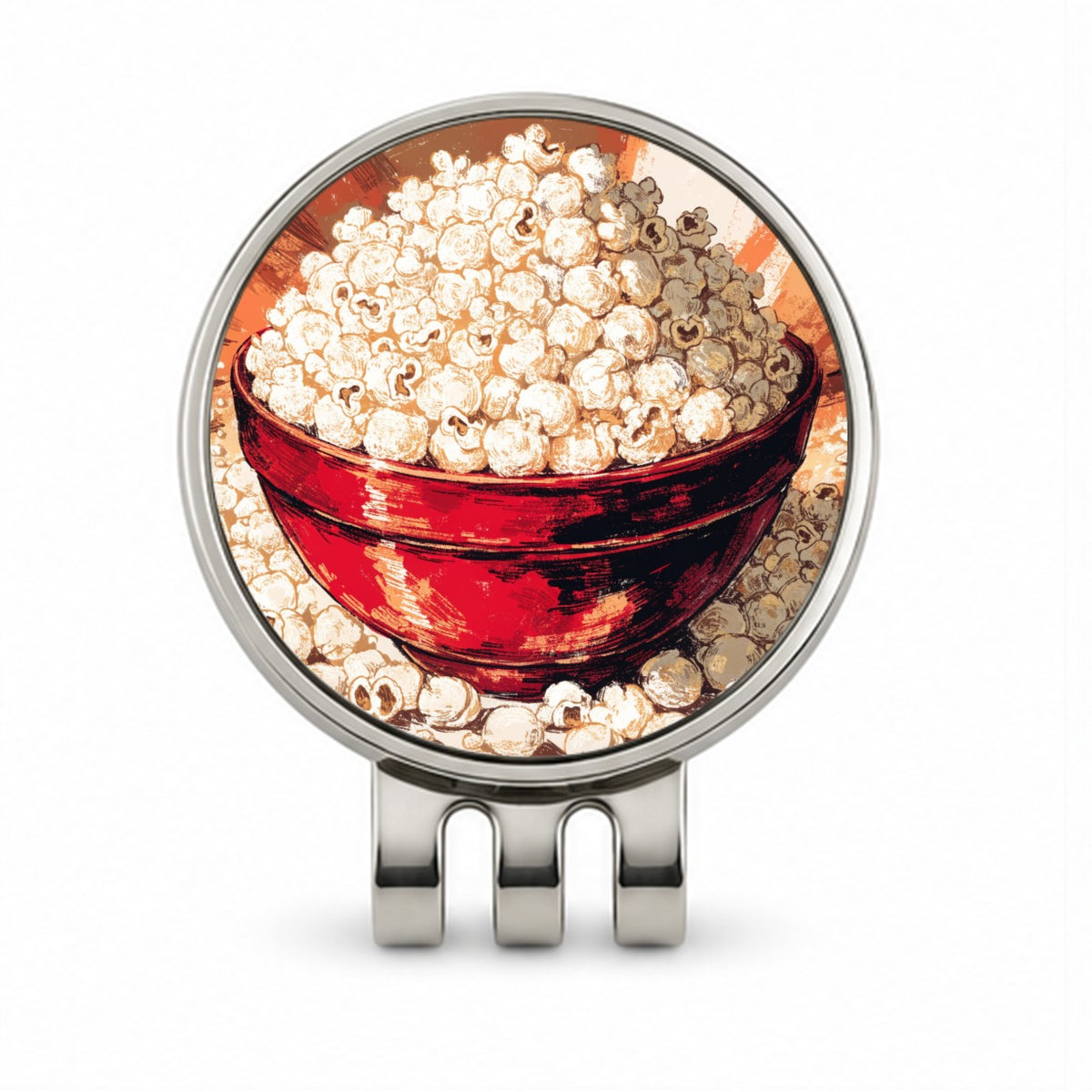 Gourmet Popcorn Movie Night Golf Hat Clip with Ball Marker