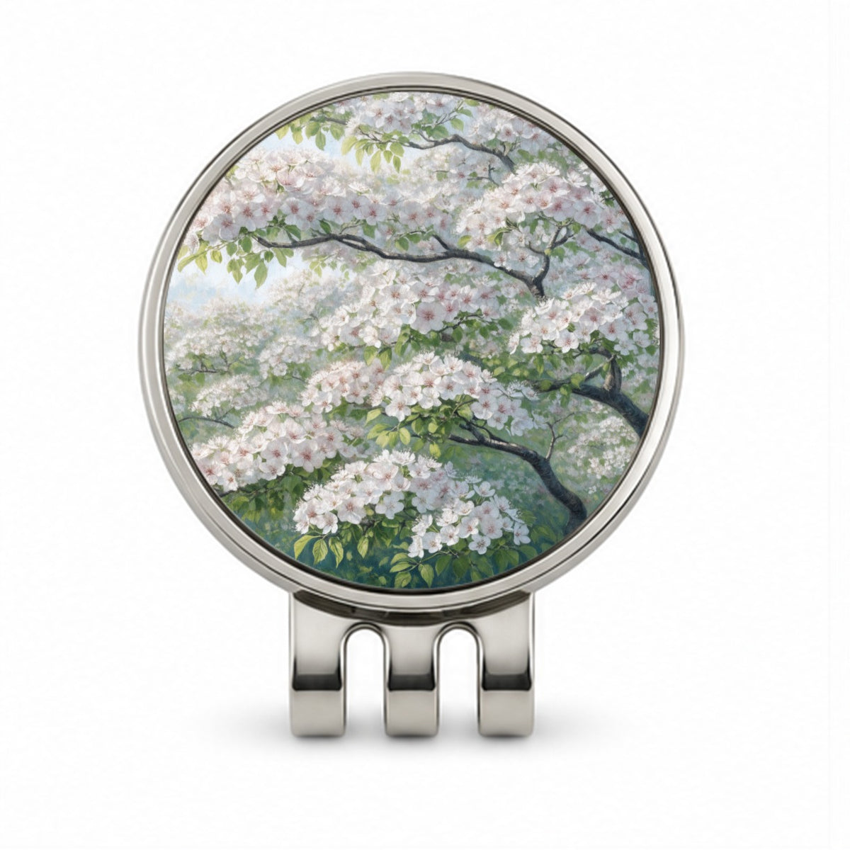 Graceful Flowering Dogwood Tree Golf Hat Clip with Ball Marker