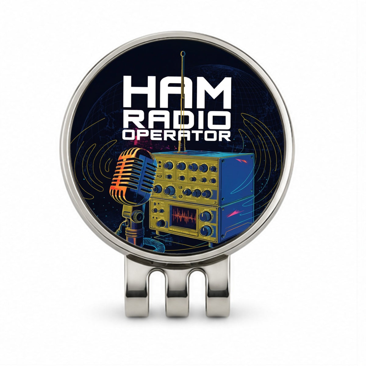 Ham Radio Operator Golf Hat Clip with Ball Marker