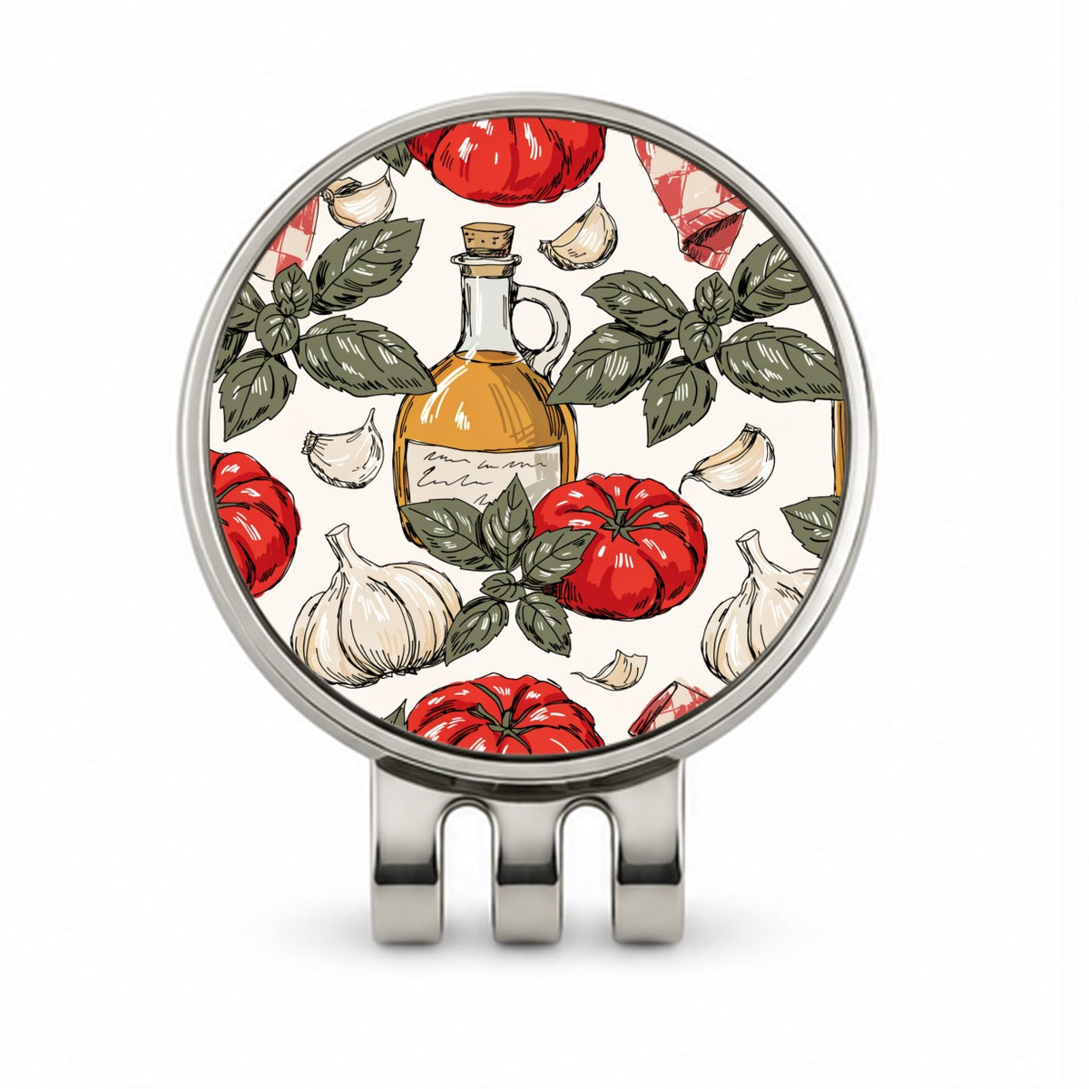 Heirloom Tomatoes Basil Garlic Golf Hat Clip with Ball Marker