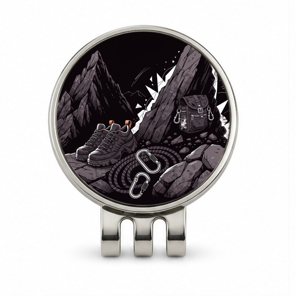 Hiking Rock Climbing Gear Dark Mountain Golf Hat Clip with Ball Marker
