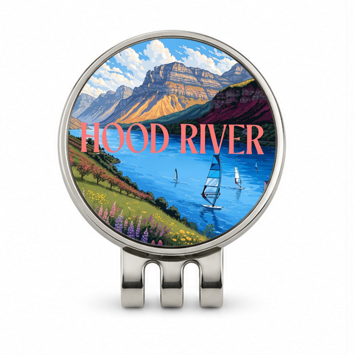 Hood River Oregon Travel Golf Hat Clip with Ball Marker