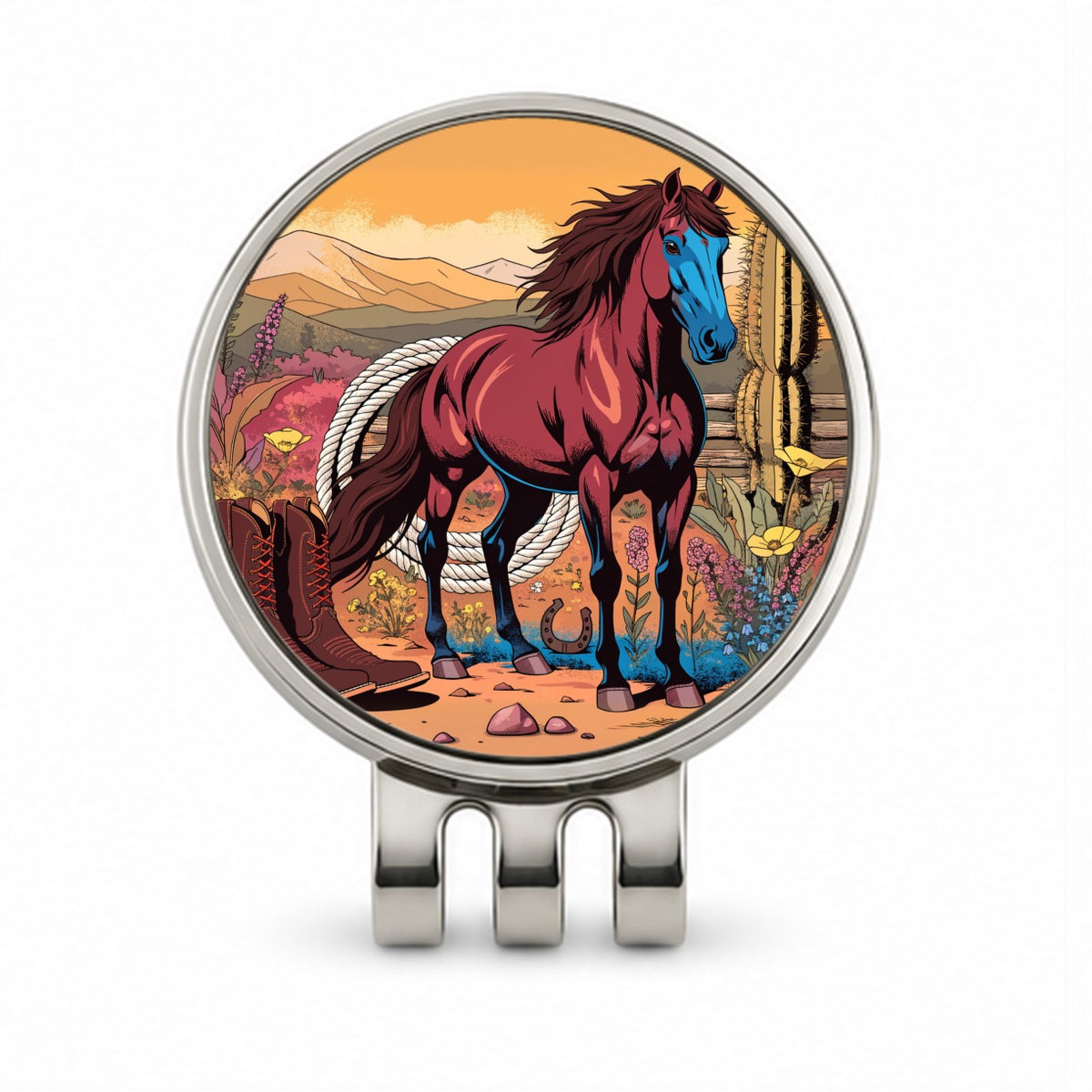 Horse Rancher Western Cowboy Golf Hat Clip with Ball Marker