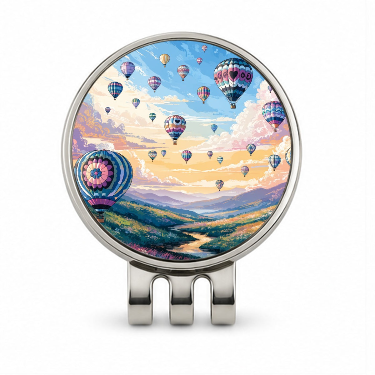 Hot Air Balloons Festival Golf Hat Clip with Ball Marker