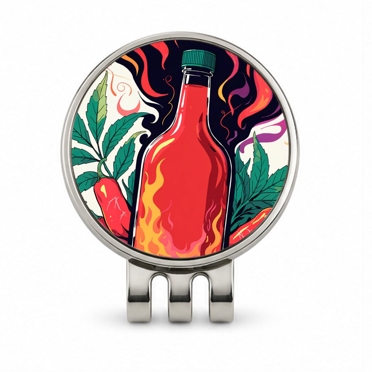 Hot Sauce Peppers Golf Hat Clip with Ball Marker