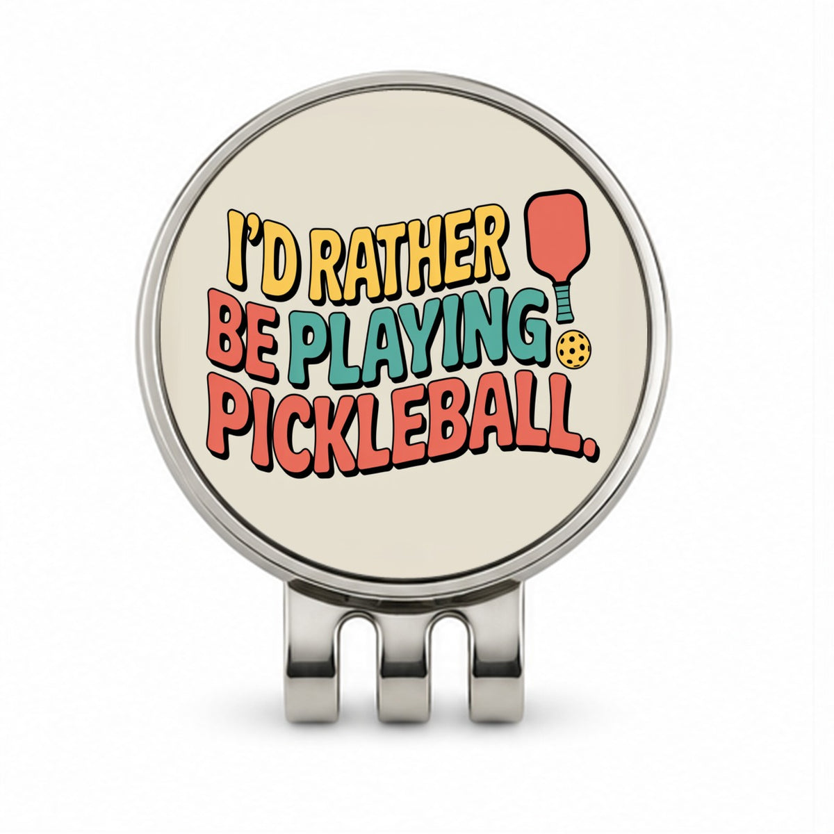 I'd Rather Be Playing Pickleball Golf Hat Clip with Ball Marker