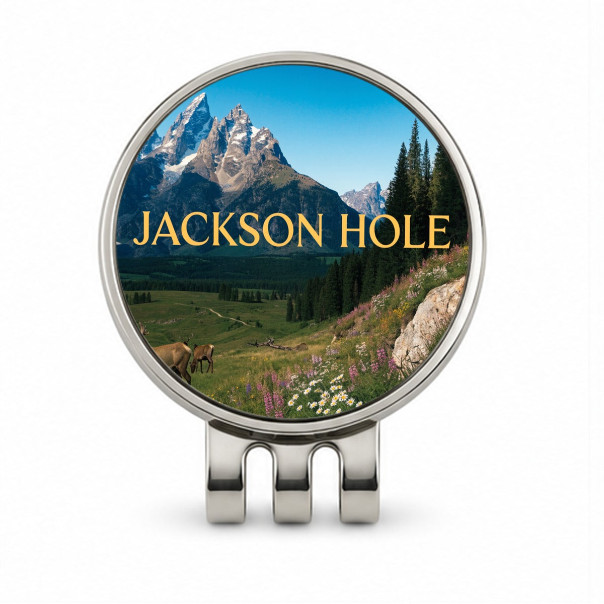 Jackson Hole Wyoming Travel Scenic Golf Hat Clip with Ball Marker