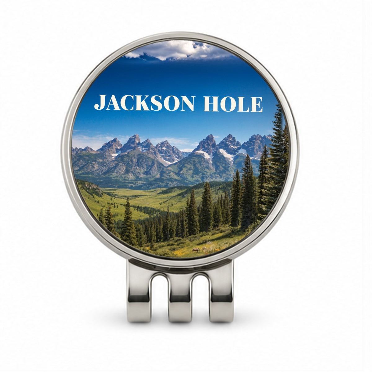 Jackson Hole Wyoming Travel Golf Hat Clip with Ball Marker