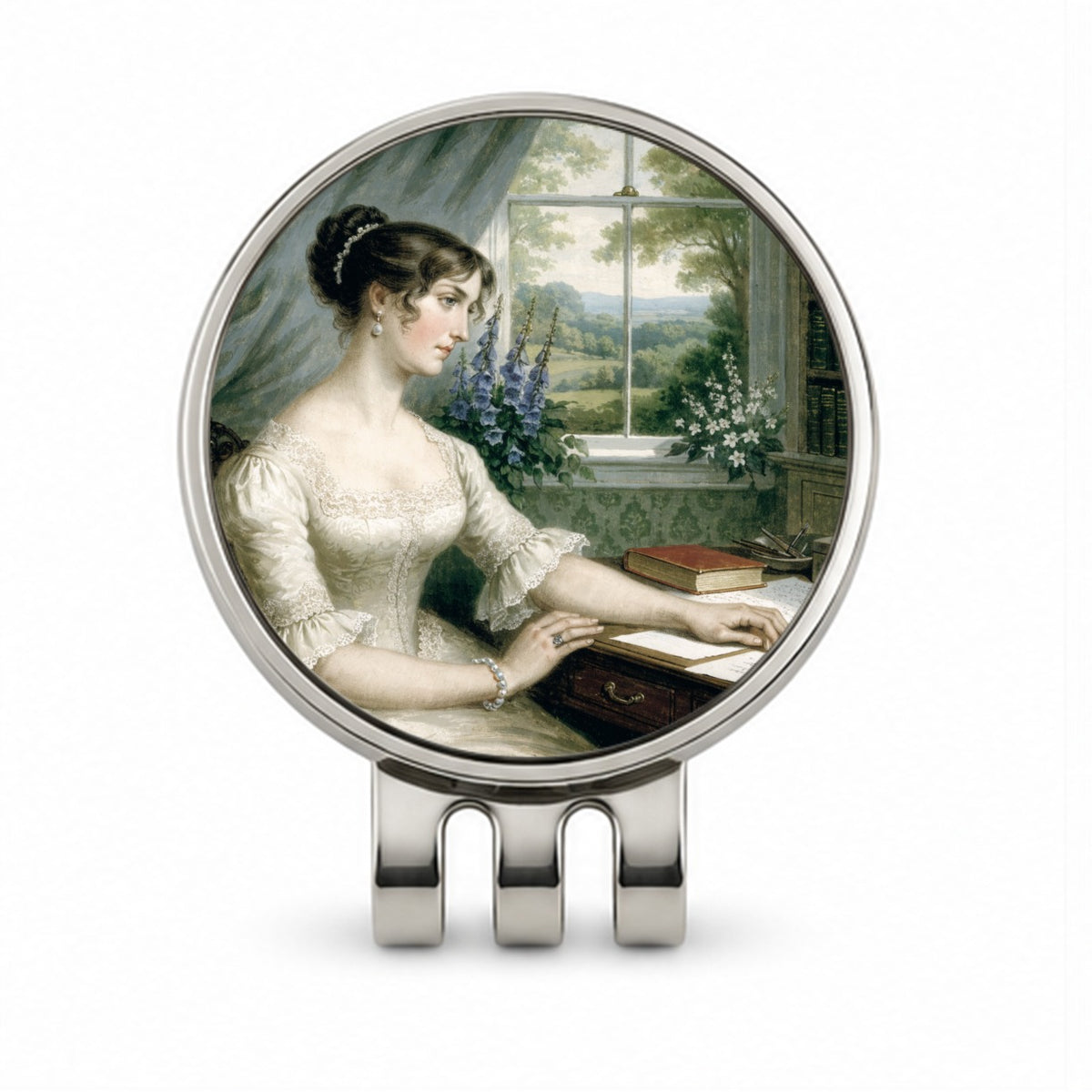Jane Austen Author Golf Hat Clip with Ball Marker