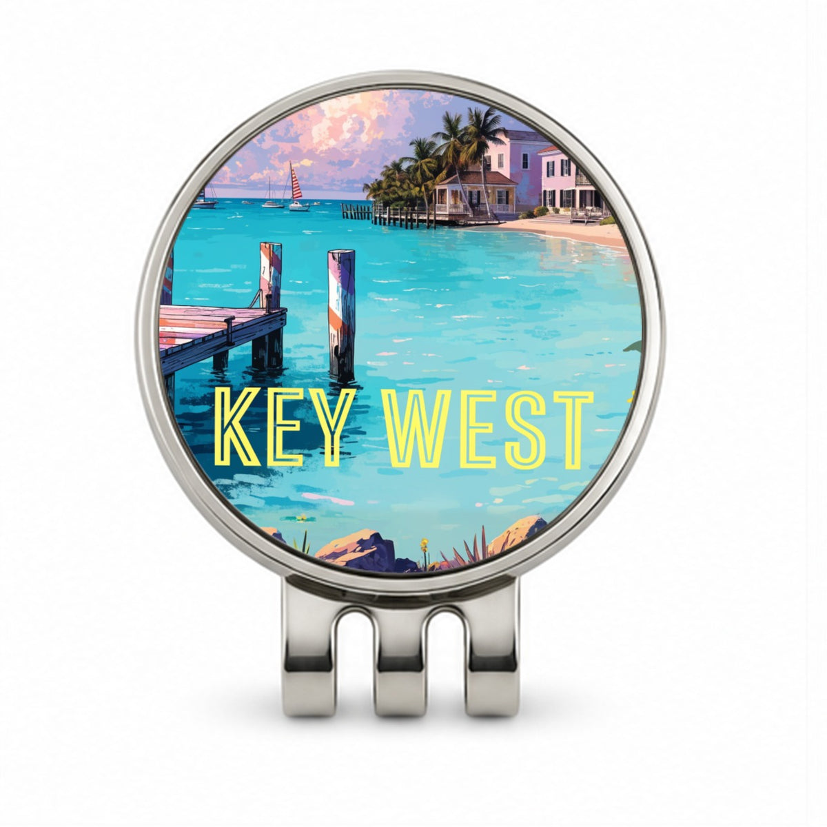 Key West Florida Travel Scenic Golf Hat Clip with Ball Marker