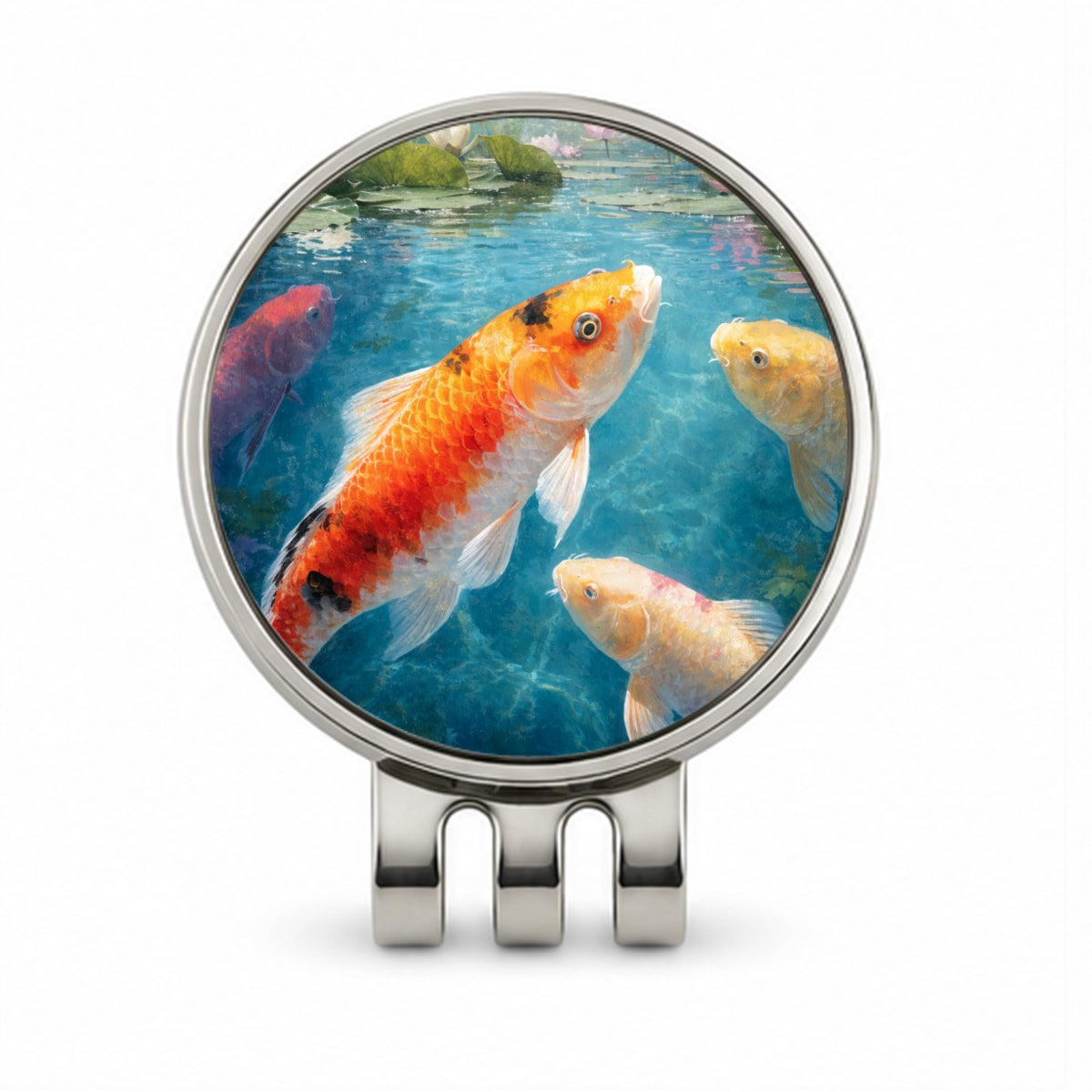 Koi Water Lily Pond Golf Hat Clip with Ball Marker