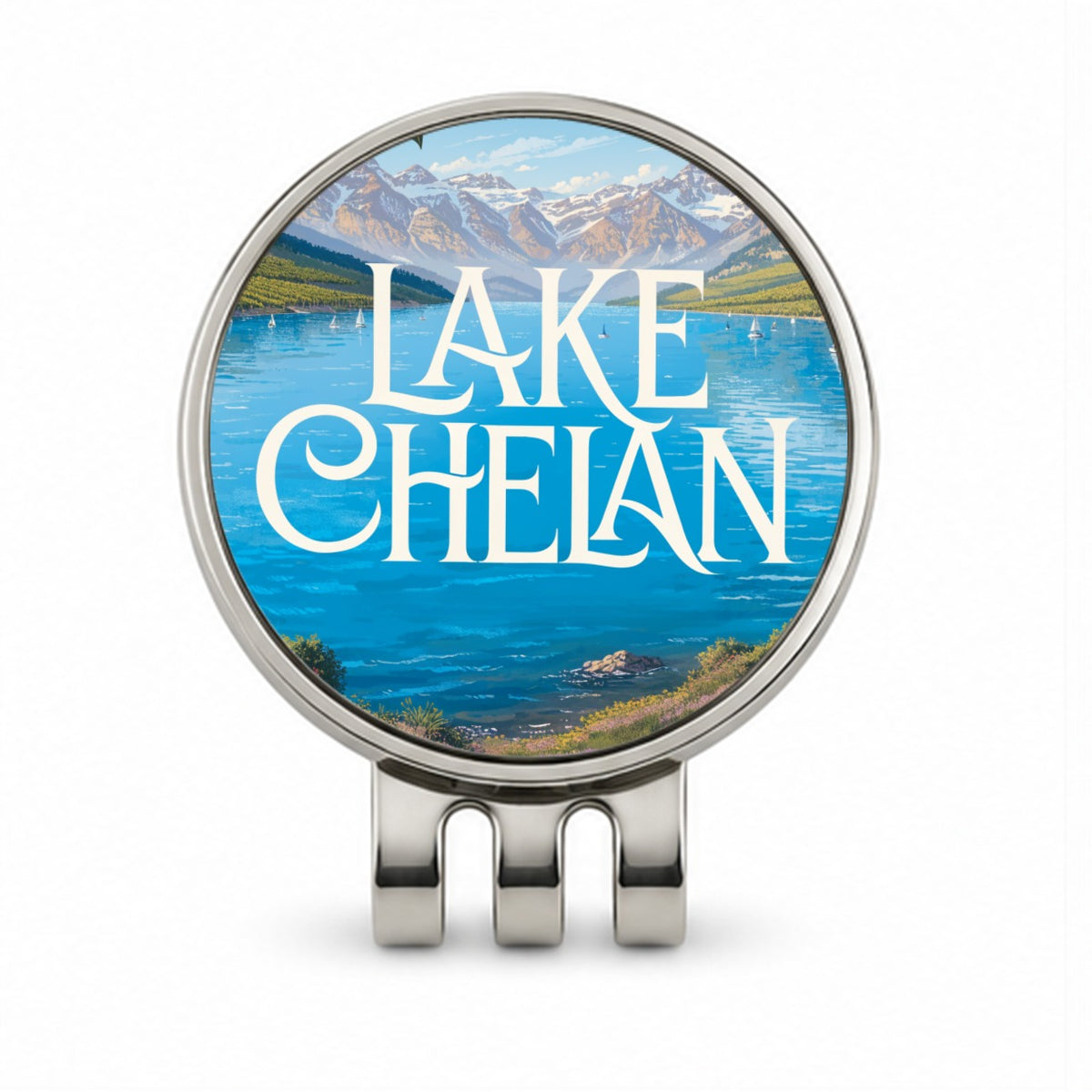 Lake Chelan Washington Travel Golf Hat Clip with Ball Marker