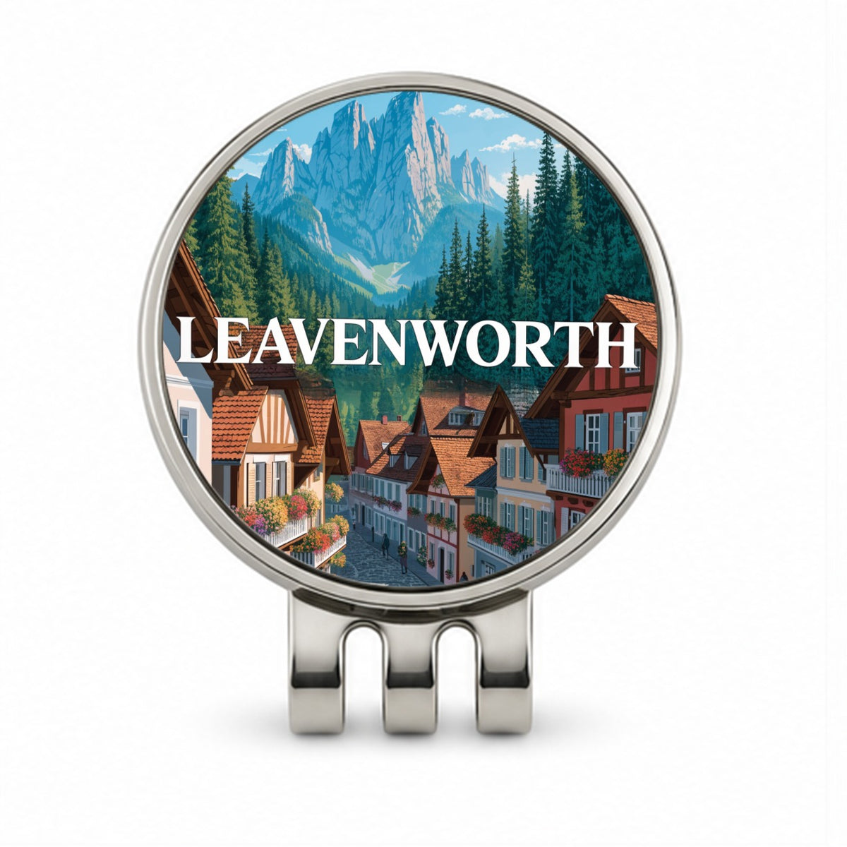 Leavenworth Washington Travel Golf Hat Clip with Ball Marker